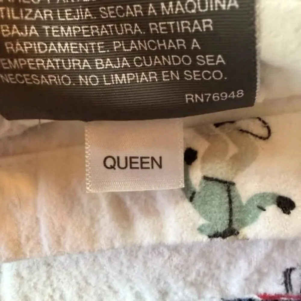 EDDIE BAUER HOME 100% cotton Flannel Queen SIZE flat SHEET SKIER SKIING